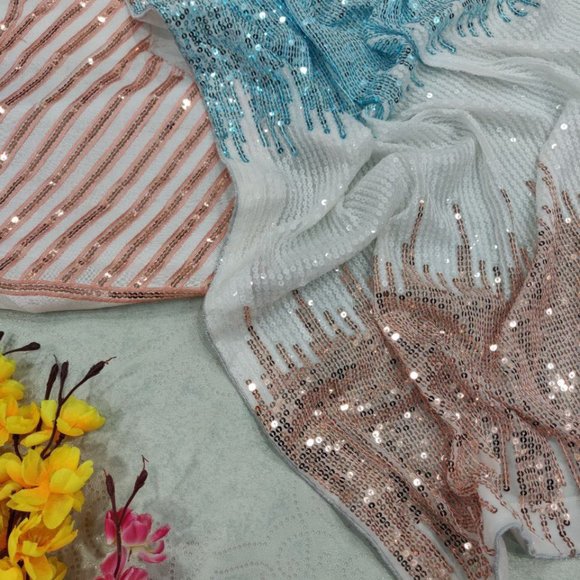 INDIAN PAKISTANI WEDDING DESIGNER SAREE BLOUSE NEW SARI BOLLYWOOD PARTY WEAR - Picture 6 of 6